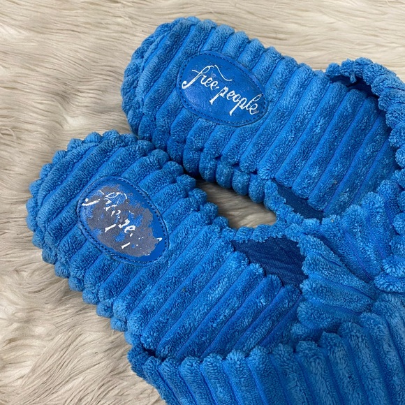 Free People Blue Ribbed Terry Two Days In Ibiza Slides Slip On Sandals Slippers - Picture 7 of 10